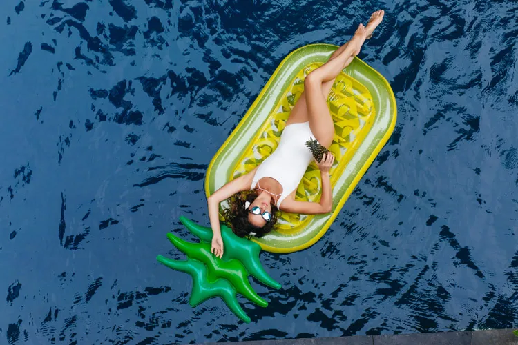 woman in the pool
